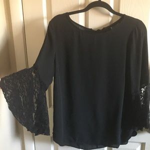 Black 7th Avenue New York & Company Black Top Med